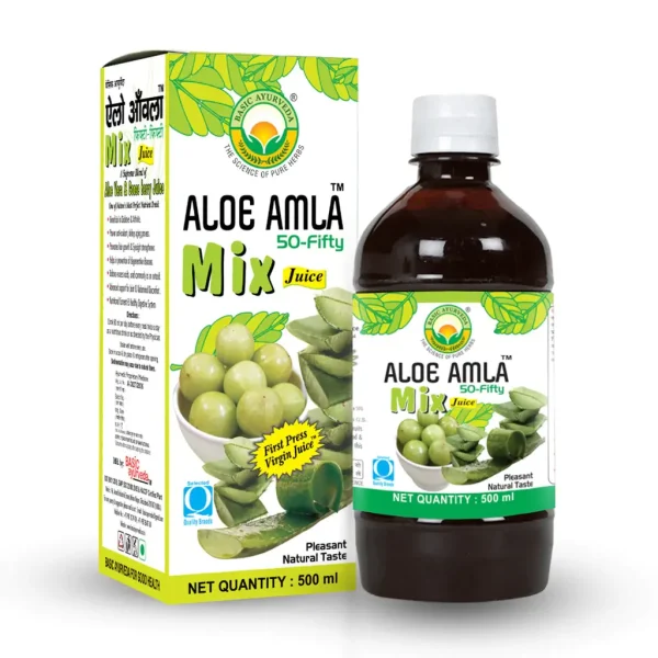 Basic Ayurveda Aloe Amla 50 Fifty Mix Juice 480ml