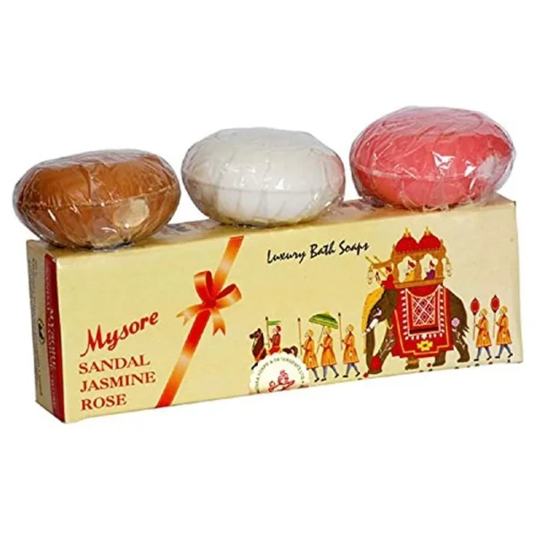 Mysore Sandal Jasmine Rose Soap Round 150gm Each 3