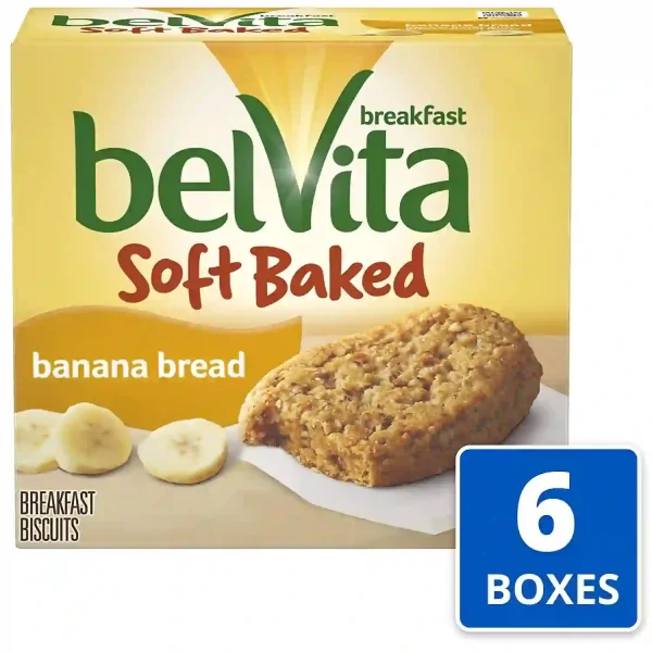 belVita Soft Baked Breakfast Biscuits, Banana Bread, 8.8 Ounce (Pack of 6)