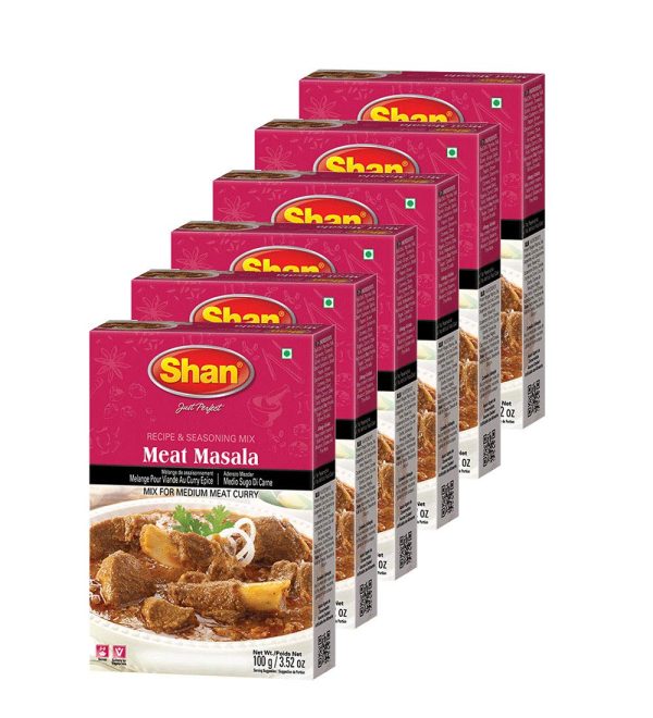 Shan Recipe and Seasoning Mix 3.52oz Meat Masala 100g Pack of 6