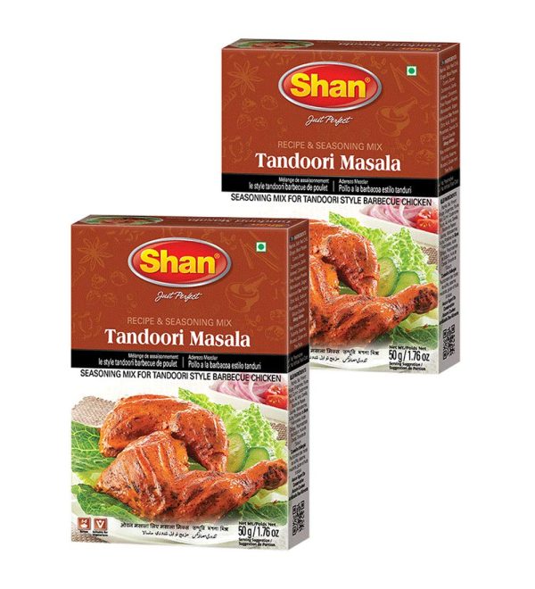 Shan Recipe and Seasoning Mix Tandoori Masala 1.76 oz 50g Pack of 2