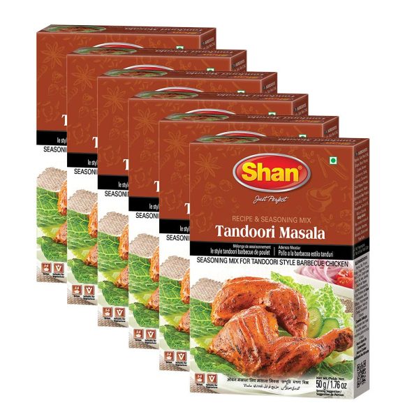 Shan Recipe and Seasoning Mix Tandoori Masala 1.76 oz 50g Pack of 6