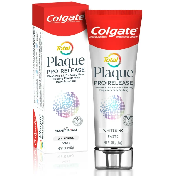Colgate Total Plaque Pro Release Whitening Toothpaste, 3oz Tube