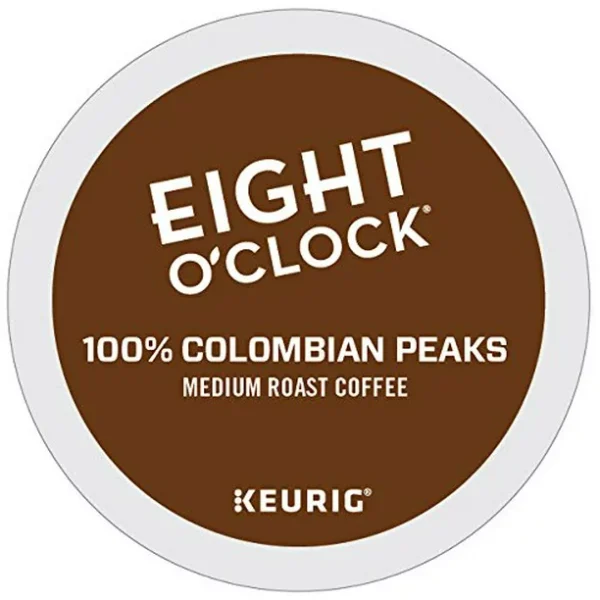 Eight O'Clock Colombian Peaks, Single Serve Keurig K Cup Pods, Medium Roast Coffee, 72 Count