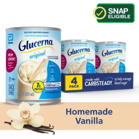 Glucerna Nutritional Snack Shake, Homemade Vanilla, 8 fl oz Can, 4 Count