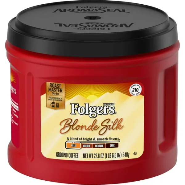 Folgers Blonde Silk Light Roast Ground Coffee, 22.6oz