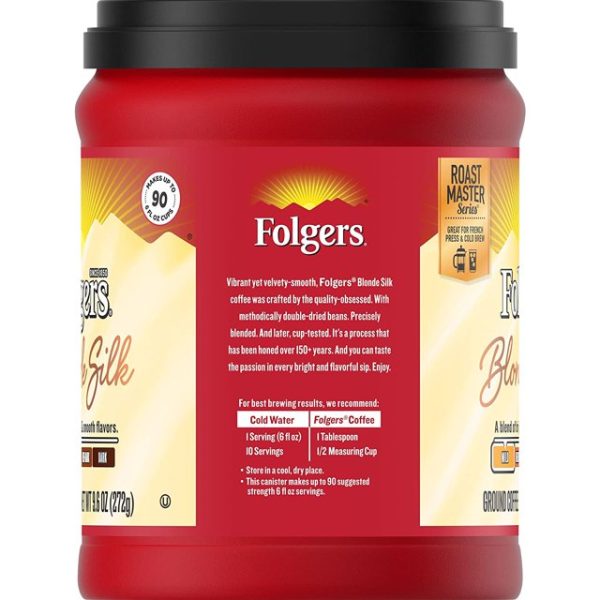 Folgers Blonde Silk Light Roast Ground Coffee, 9.6oz 2