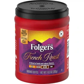 Folgers French Roast Medium Dark Roast Ground Coffee 10.3oz Can