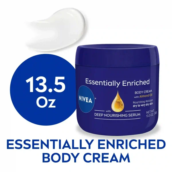 NIVEA Essentially Enriched Body Cream for Dry Skin and Very Dry Skin, 13.5oz Jar